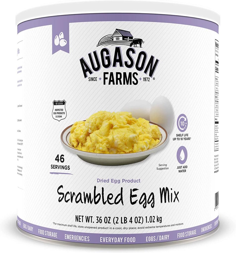 Can of scrambled egg mix